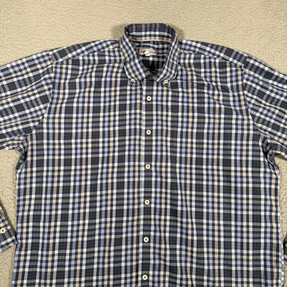 Peter‎ Millar Shirt Mens XL Blue Plaid Casual Preppy Pocket Button Down Logo - Picture 2 of 10
